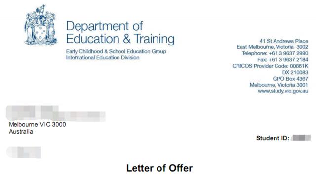 国外大学录取通知书或入学通知书翻译模板