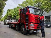 长春大型挖机平板运输车 拖35吨挖机拖板车二手带户包提档