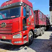 出售二手解放牵引车 国五 带同年13米中集华骏挂