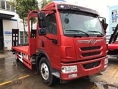 黄牌解放龙V  定制液压爬梯平板车 直销可分期