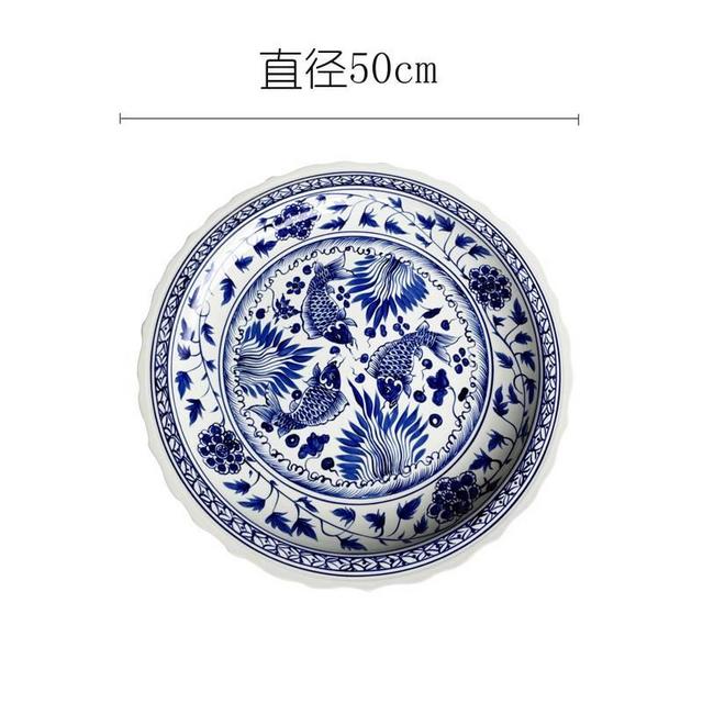 景德镇青花陶瓷海鲜大盘超大圆盘1.5米菜盘订制商用的图片