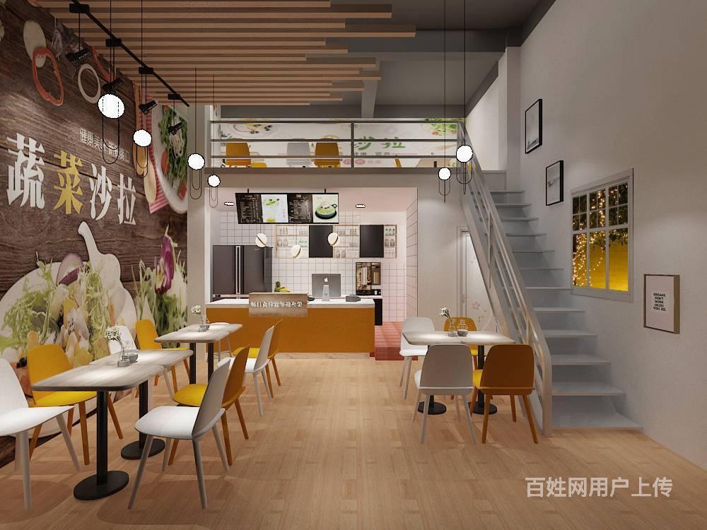 簕竹角店铺装修 多彩炸鸡装修 轻食沙拉店装修