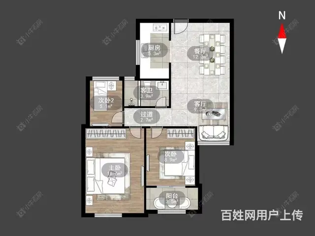 潞城精装电梯房，港龙新港城三居室，拎包即住 - 图片 10
