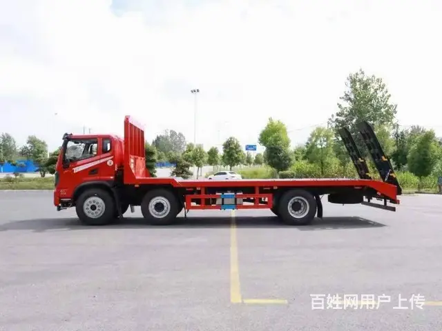 国六东风华神三轴平板车价格 拖大小型挖机拖板车 - 图片 4