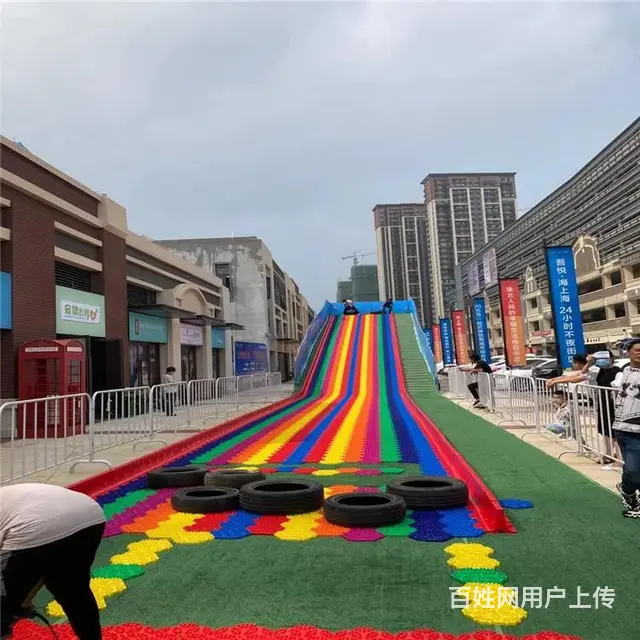 户外大型彩虹滑道出租一片好玩的七彩滑道租赁 - 图片 11