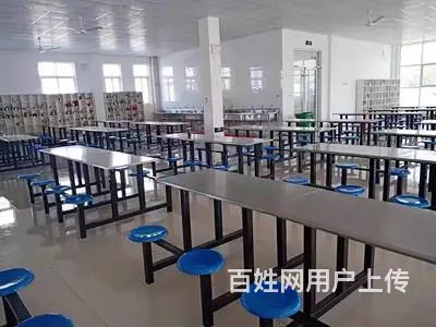 员工工地食堂连体餐桌椅学校食堂快餐店一体座桌椅 - 图片 4