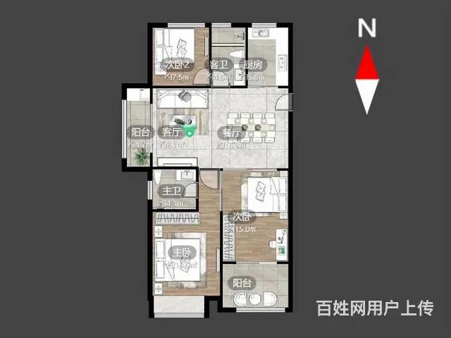 万达旁准现房，边户带  大露台，比篮球场大，现实可看房！ - 图片 11