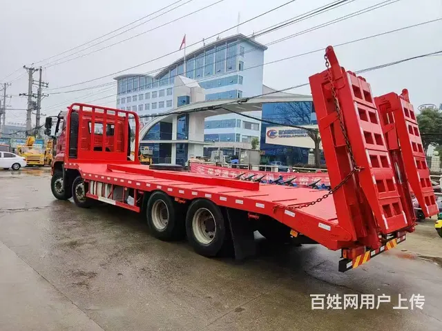 新款解放J6P平板车457后桥拖35吨大挖机运输车 - 图片 6