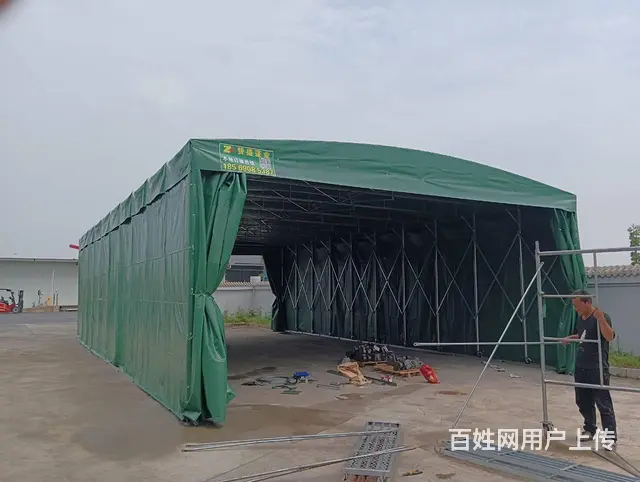 移动式推拉雨棚活动伞伸缩厂房雨篷户外排挡汽车遮阳大 - 图片 3