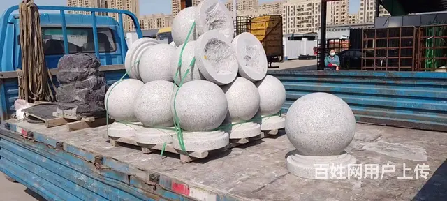 石球路障挡车，广场石墩子，停车场石球石墩 - 图片 2