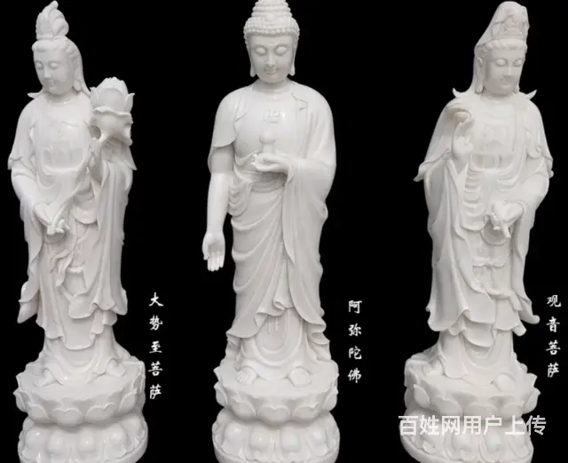 石雕西方三圣#汉白玉佛像雕塑 - 图片 2