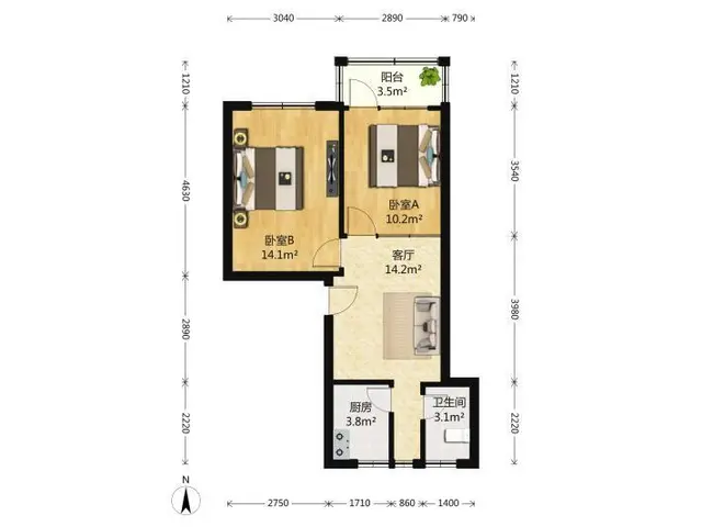 市府街小区2楼设施全拎包住 - 图片 9
