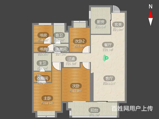 局小+常外 蔚蓝天地4室 精装未入住 三朝南双阳台 - 图片 11