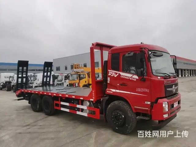 玉柴6缸270马力后八轮挖机平板拖车 拉20吨30吨挖机拖板 - 图片 1