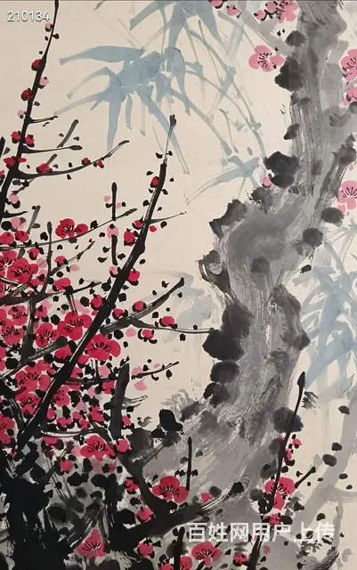 关山月   梅花（纯手绘） 立轴  画心尺寸 68 - 图片 4