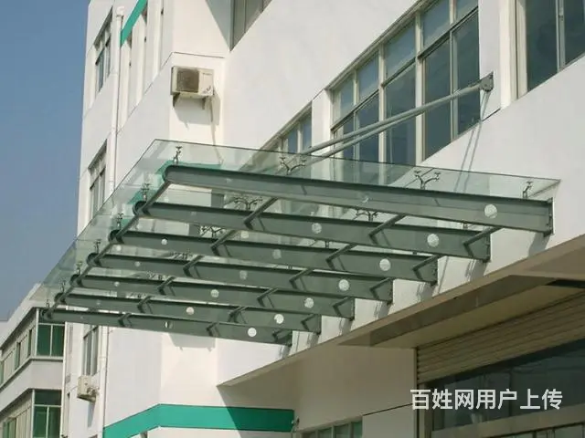武汉钢结构玻璃雨棚/遮雨棚/钢结构玻璃门头/玻璃篷 - 图片 1