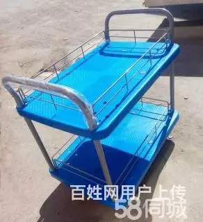 塑料箱搬运车塑料手推车双层拉货车快递铁板车乌龟车 - 图片 1