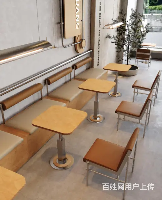 海洋板家具定制桦木纹理桌面餐饮店桌椅来图定制 - 图片 3