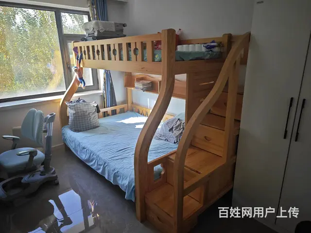 二手双层实木床 - 图片