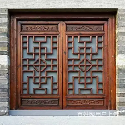 内蒙古实木花格门窗中式实木门 - 图片 1