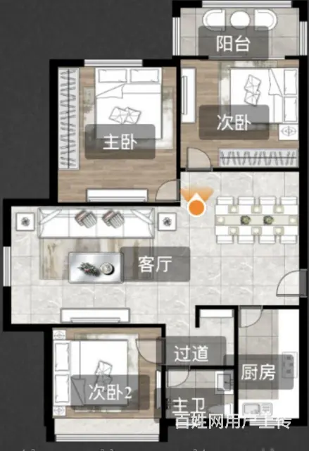 怀德路大润发对面银河湾花园3楼，东边户，三房二厅， - 图片 11