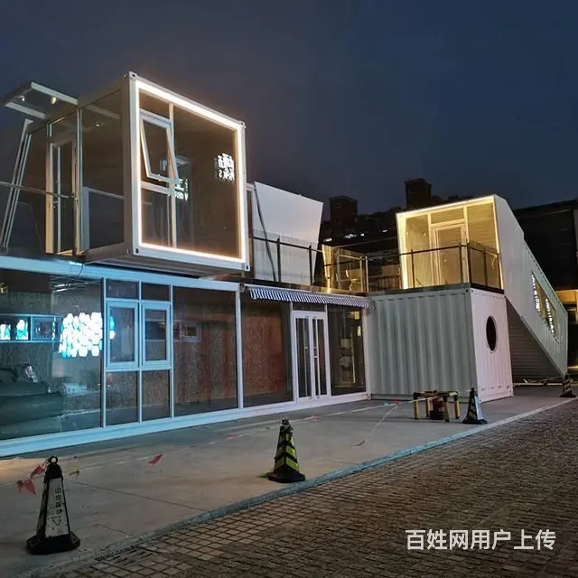 上海定制化12米长2层创意落地中空玻璃集装箱咖啡吧酒吧私人会 - 图片 2