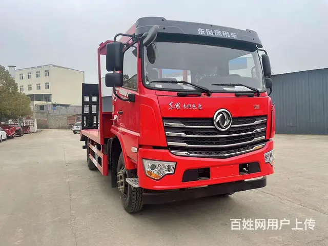 东风国六后八轮拖板车　平板运输车厂家地址 - 图片 1