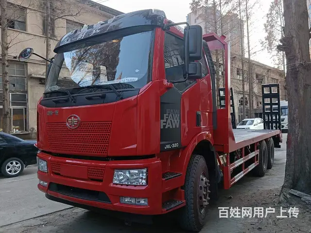 国六黄牌后八轮挖机平板车 拖板车 价格便宜 - 图片 2