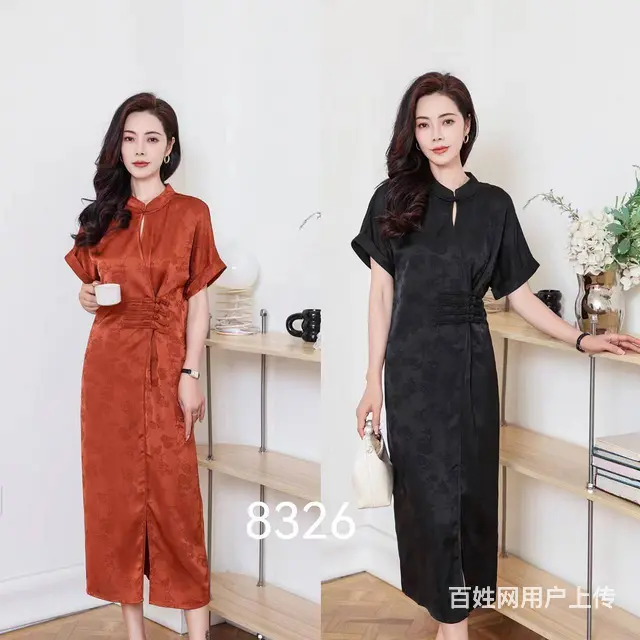 芭奴曼妃夏季醋酸连衣裙女装品牌折扣服装尾货 - 图片 5