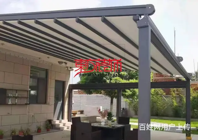淄博伸缩遮阳棚折叠天幕蓬电动遮阳蓬遮雨棚户外遮阳棚 - 图片 2