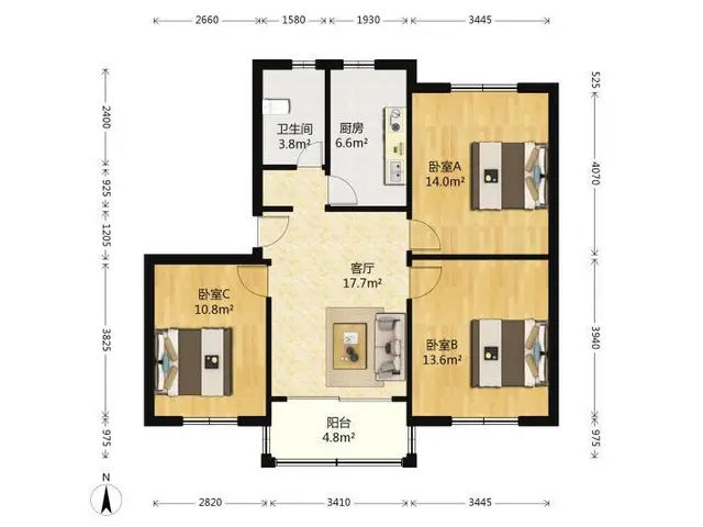 绝对靓盘！稀缺家具家电齐全3室翠苑二区 - 图片 6