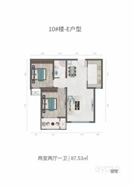开元悦城电梯两居室87平43万 普通住宅 毛坯房 - 图片