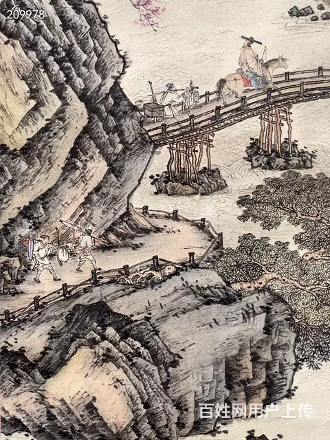 陈少梅 春山行旅图 纸本立轴 画芯尺寸：180* - 图片 6