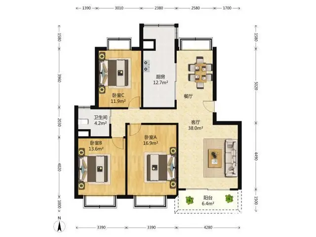 轻纺城附近美都铭座小3室1卫电梯房家电齐全拎包入住随时可看 - 图片 11