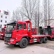 东风单桥带提升桥平板拖车 厂家价格质量有保障