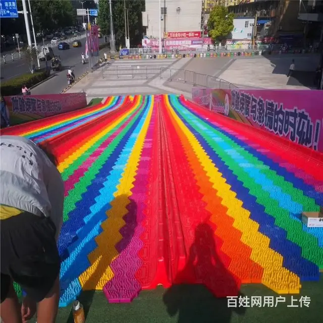户外大型彩虹滑道出租一片好玩的七彩滑道租赁 - 图片 7