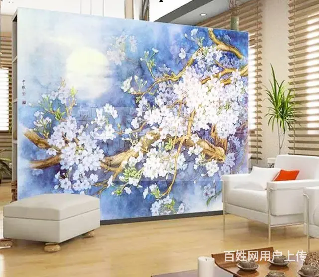 平果市沙发背景墙墙体彩绘手绘 - 图片 6