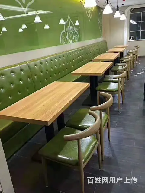 奶茶店吧台桌椅，汉堡店桌椅，高档快餐桌椅，餐厅卡座 - 图片 3
