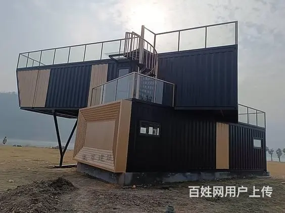 宁波定制化12米长2层创意落地中空玻璃集装箱咖啡吧酒吧私人会 - 图片 2