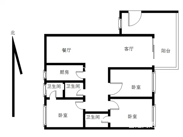 月租1800 龙池新天地大三房三卫 南北通透 精装修 家具齐 - 图片 11