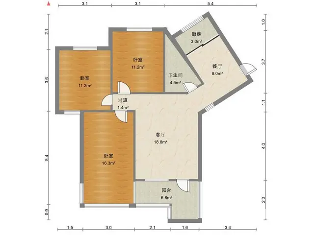九洲新村 3室2厅1厨1卫，楼梯房，普通装修 - 图片 10