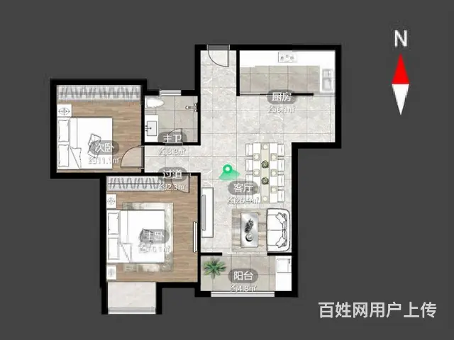 精装修，保养好，拎包住！三井本部和新北实验！有钥匙看房方便！ - 图片 8