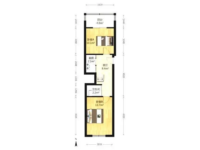 万达附近向善街小区 2室1厅设施全 - 图片 6