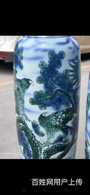 手绘【大展宏图】落地大赏瓶摆件 - 图片 2
