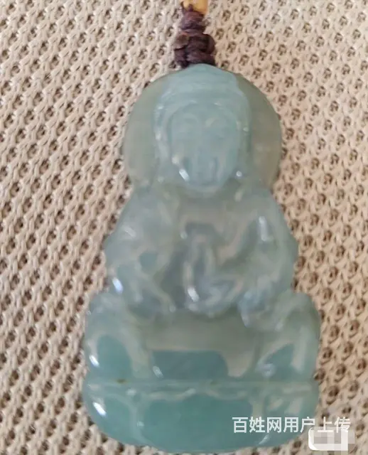 和田玉青色观音菩萨吊坠.大吉大利，保佑平安 - 图片 1