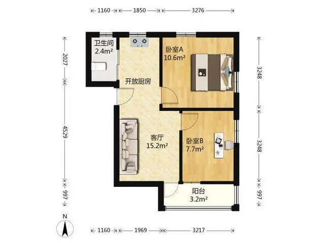 【搞定了！】市府街小区 2室1厅设施全拎包住1000 - 图片 7