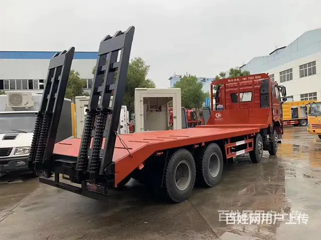 锡柴350马力解放前四后八平板车 拉360挖掘机平板拖车可按 - 图片 10