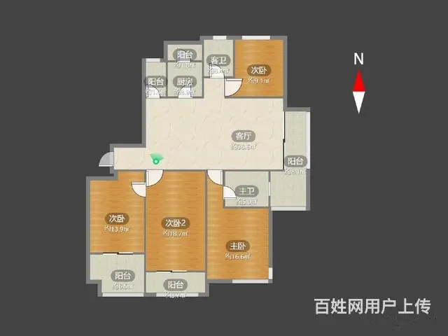 市政府旁中间楼层常发豪庭国际 4室2厅看房有钥匙 - 图片 10