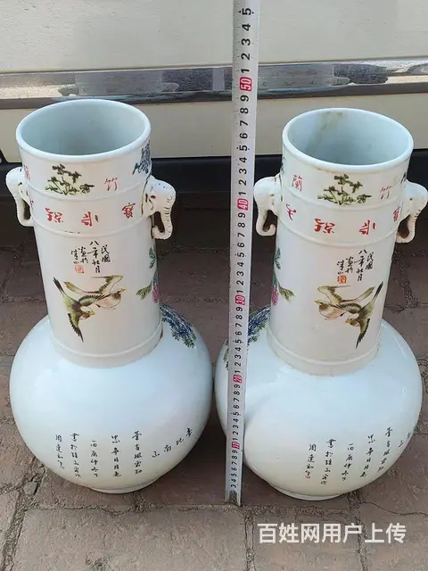 民国时期，全品无瑕疵无磕碰，纯手绘寿星天球赏瓶，寓 - 图片 7