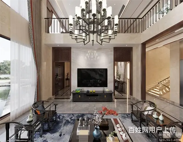 新中式风格800平米常州自建别墅装修案例 - 图片 1